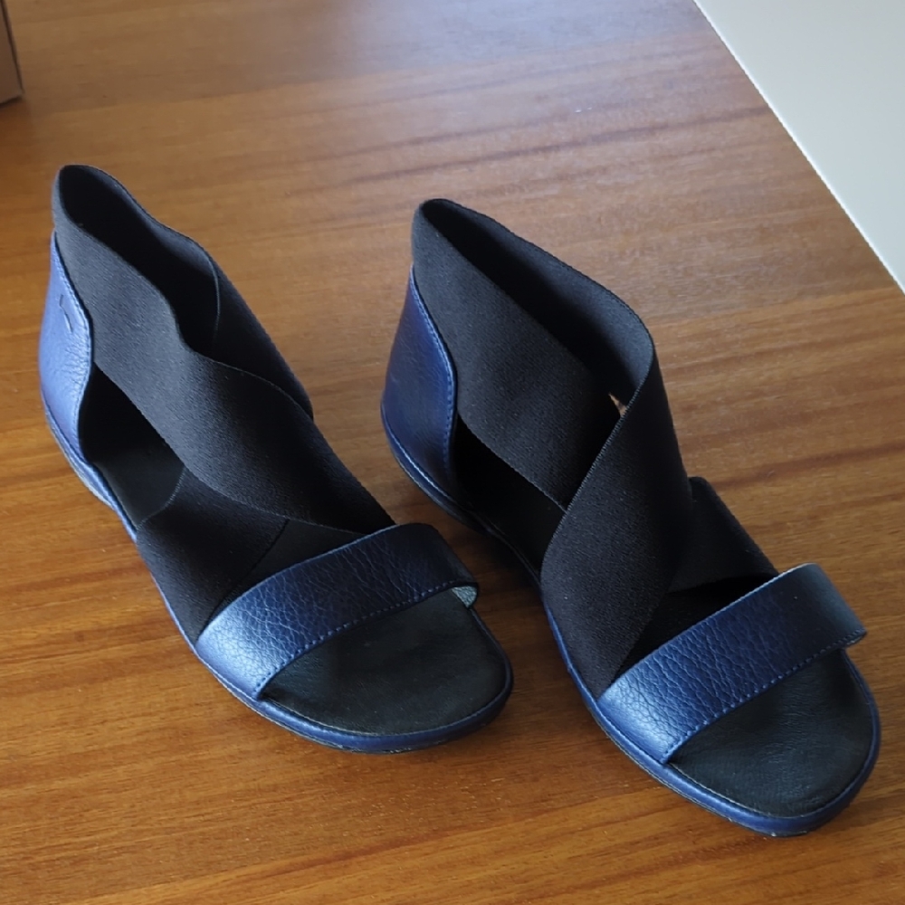 Camper Black and Blue Elastic Strap Sandals